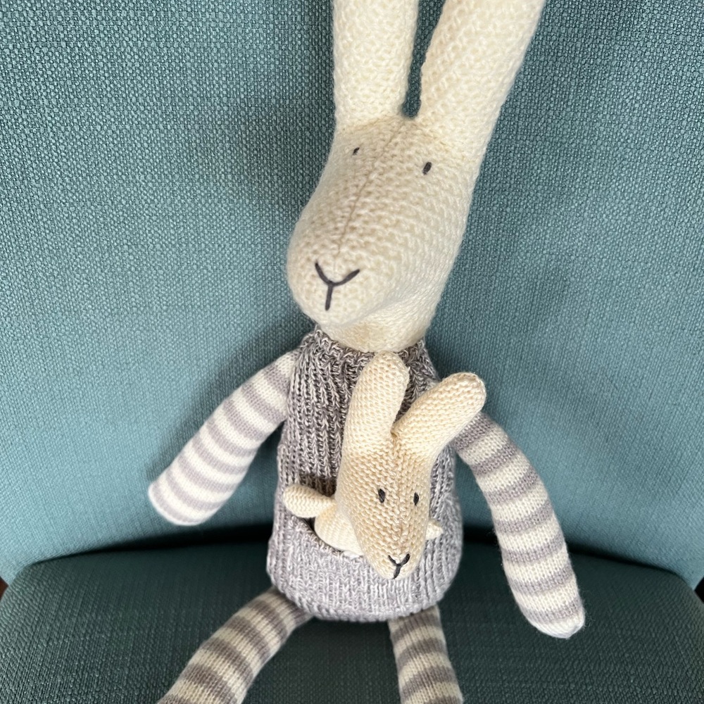 Creative Co-Op Crochet Knit Kangaroo with Baby Roo in Pouch